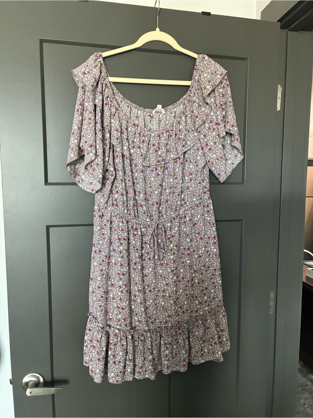 Girls Lavender Floral Ruffle Dress